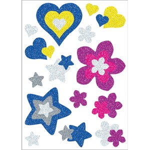 HERMA 3272 - Herma Magic Sticker, Herzen,Sterne+Blumen, glittery