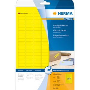 HERMA 4243 - Herma Farbige Etiketten, gelb, 25,4 x 10 mm, 20 Blatt