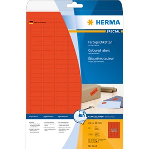 HERMA 4244 - Herma Farbige Etiketten, rot, 25,4 x 10 mm, 20 Blatt