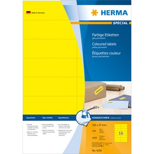 HERMA 4256 - Herma Farbige Etiketten, gelb, 105 x 37 mm, 100 Blatt