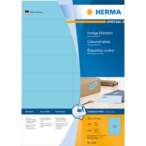 HERMA 4258 - Herma Farbige Etiketten, blau, 105 x 37 mm, 100 Blatt