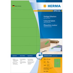HERMA 4259 - Herma Farbige Etiketten, grün, 105 x 37 mm, 100 Blatt