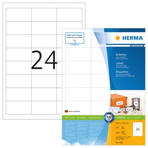 HERMA 4262 - Herma Universal-Etiketten, weiß, 64,6 x 33,8 mm, 100 Blatt