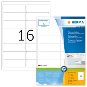 HERMA 4267 - Herma Adressetiketten, weiß, 99,1 x 33,8 mm, 100 Blatt