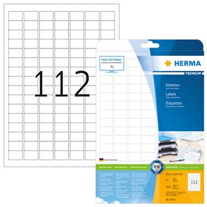 HERMA 4334 - Herma Universal-Etiketten, weiß, 25,4 x 16,9 mm, 25 Blatt