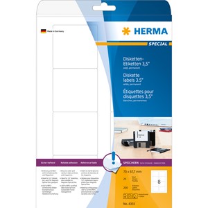 HERMA 4355 - Herma Disketten-Etiketten, weiß, 70 x 67,7 mm, 25 Blatt