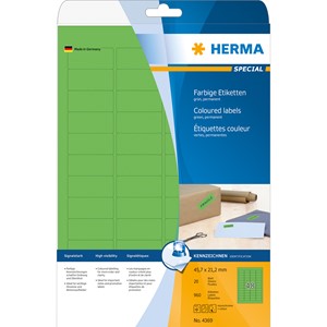 HERMA 4369 - Herma Farbige Etiketten, grün, 45,7 x 21,2 mm, 20 Blatt