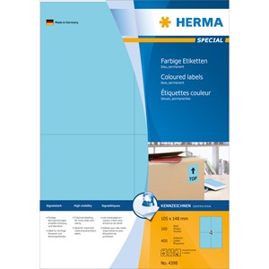 HERMA 4398 - Herma Farbige Etiketten, blau, 105 x 148 mm, 100 Blatt