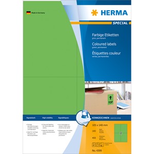 HERMA 4399 - Herma Farbige Etiketten, grün, 105 x 148 mm, 100 Blatt