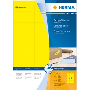 HERMA 4406 - Herma Farbige Etiketten, gelb, 70 x 37 mm, 100 Blatt