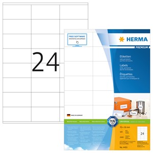 HERMA 4453 - Herma Universal-Etiketten, weiß, 70 x 36 mm, 100 Blatt