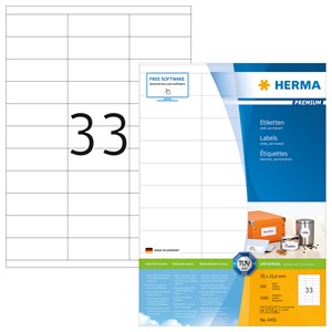 HERMA 4455 - Herma Universal-Etiketten, weiß, 70 x 25,4 mm, 100 Blatt