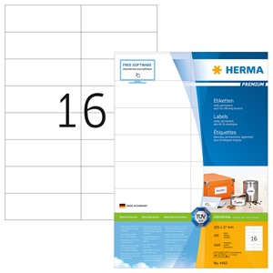 HERMA 4462 - Herma Universal-Etiketten, weiß, 105 x 37 mm, 100 Blatt