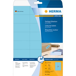 HERMA 4468 - Herma Farbige Etiketten, blau, 70 x 37 mm, 20 Blatt