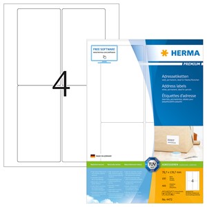 HERMA 4472 - Herma Adressetiketten, weiß, 78,7 x 139,7 mm, 100 Blatt