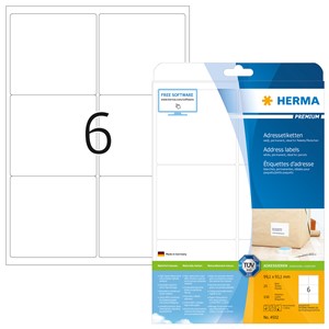 HERMA 4502 - Adressetiketten, weiß, 99,1 x 93,1 mm, 25 Blatt