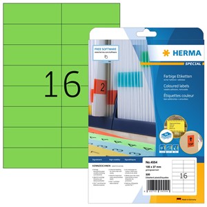 HERMA 4554 - Farbige Etiketten, grün, 105 x 37 mm, 20 Blatt