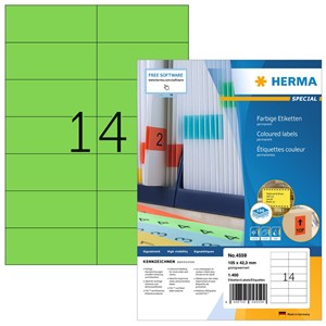 HERMA 4559 - Farbige Etiketten, grün, 105 x 42,3 mm, 100 Blatt