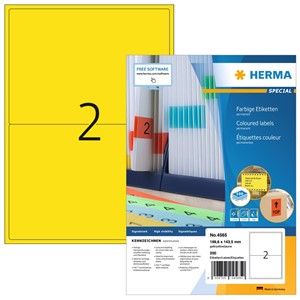 HERMA 4565 - Farbige Etiketten, gelb, 199,6 x 143,5 mm, 100 Blatt