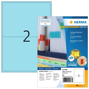 HERMA 4568 - Farbige Etiketten, blau, 199,6 x 143,5 mm, 100 Blatt