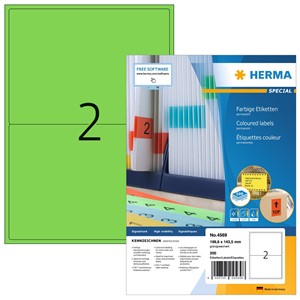 HERMA 4569 - Farbige Etiketten, grün, 199,6 x 143,5 mm, 100 Blatt