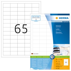 HERMA 4606 - Herma Universal-Etiketten, weiß, 38,1 x 21,2 mm, 200 Blatt