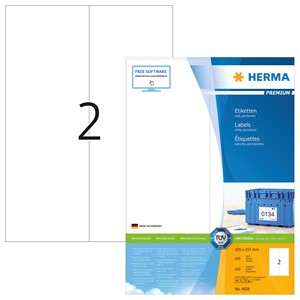 HERMA 4658 - Herma Universal-Etiketten, weiß, 105 x 297 mm, 100 Blatt