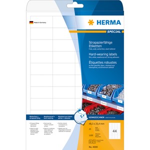 HERMA 4690 - Herma Strapazierfähige Etiketten, weiß, 48,3 x 25,4 mm, 25 Blatt