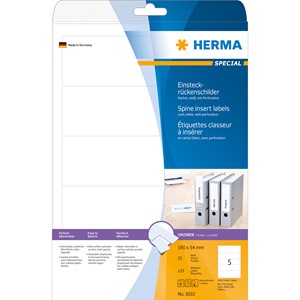 HERMA 5032 - Herma Einsteckrückenschilder, weiß, 190 x 54 mm, 25 Blatt