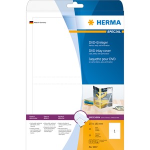 HERMA 5037 - Herma DVD-Einleger, weiß, 273 x 183 mm, 25 Blatt