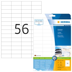 HERMA 5052 - Herma Universal-Etiketten, weiß, 52,5 x 21,2 mm, 25 Blatt