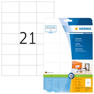 HERMA 5054 - Herma Universal-Etiketten, weiß, 70 x 42,3 mm, 25 Blatt