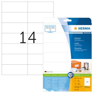 HERMA 5057 - Herma Universal-Etiketten, weiß, 105 x 42,3 mm, 25 Blatt