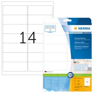 HERMA 5076 - Herma Adressetiketten, weiß, 99,1 x 38,1 mm, 25 Blatt