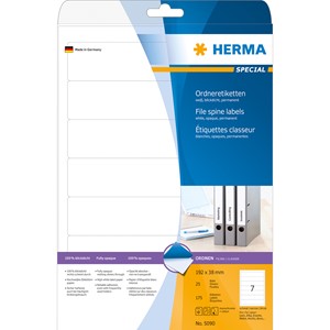 HERMA 5090 - Herma Ordner-Etiketten, weiß, 192 x 38 mm, 25 Blatt