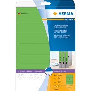 HERMA 5094 - Herma Ordner-Etiketten, grün, 192 x 38 mm, 20 Blatt