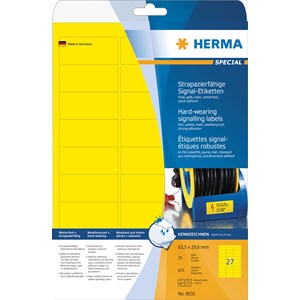 HERMA 8031 - Herma Signal Etiketten, gelb, 63,5 x 29,6 mm, 25 Blatt