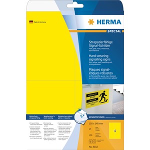 HERMA 8032 - Herma Signal Etiketten, gelb, 105 x 148 mm, 25 Blatt