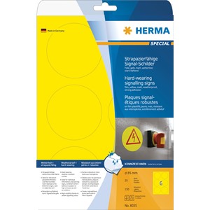 HERMA 8035 - Herma Signal Etiketten, gelb, Ø 85 mm, 25 Blatt