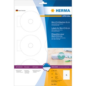 HERMA 8619 - Herma CD-Etiketten, weiß, Ø 78/17 mm, 10 Blatt