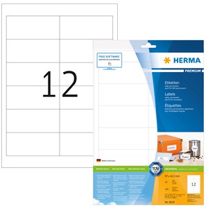 HERMA 8628 - Herma Universal-Etiketten, weiß, 96,5 x 42,3 mm, 10 Blatt
