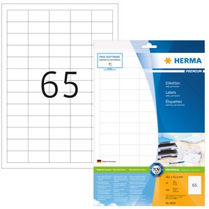 HERMA 8629 - Herma Universal-Etiketten, weiß, 38,1 x 21,2 mm, 10 Blatt