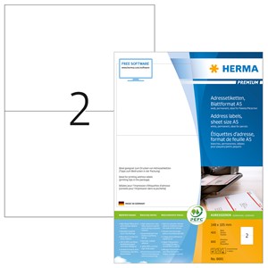 HERMA 8691 - Adressetiketten, weiß, 105 x 148 mm, 400 Blatt