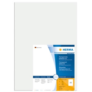 HERMA 8694 - Herma Transparente Etiketten auf A3 Bogen, transparent, 297 x 420 mm, 50 Blatt