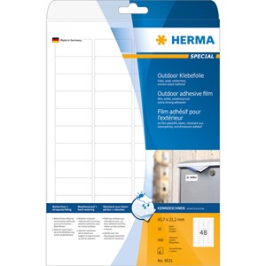 HERMA 9531 - Herma Outdoor Etiketten, weiß, 45,7 x 21,2 mm, 10 Blatt