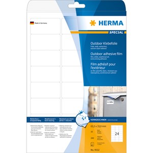 HERMA 9532 - Herma Outdoor Etiketten, weiß, 63,5 x 33,9 mm, 10 Blatt