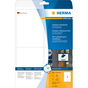 HERMA 9534 - Herma Outdoor Etiketten, weiß, 99,1 x 139 mm, 10 Blatt