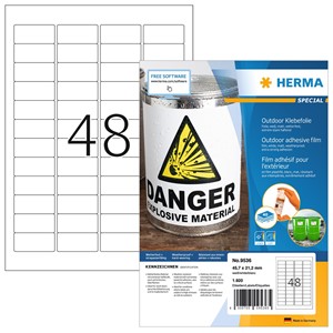 HERMA 9536 - Outdoor Etiketten, weiß, 45,7 x 21,2 mm, 40 Blatt