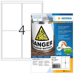 HERMA 9539 - Outdoor Etiketten, weiß, 99,1 x 139 mm, 40 Blatt