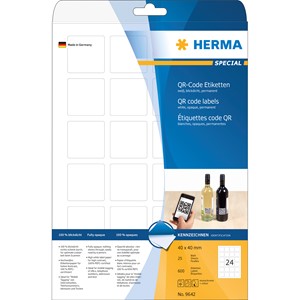 HERMA 9642 - Herma QR-Code Etiketten, weiß, 40 x 40 mm, 25 Blatt